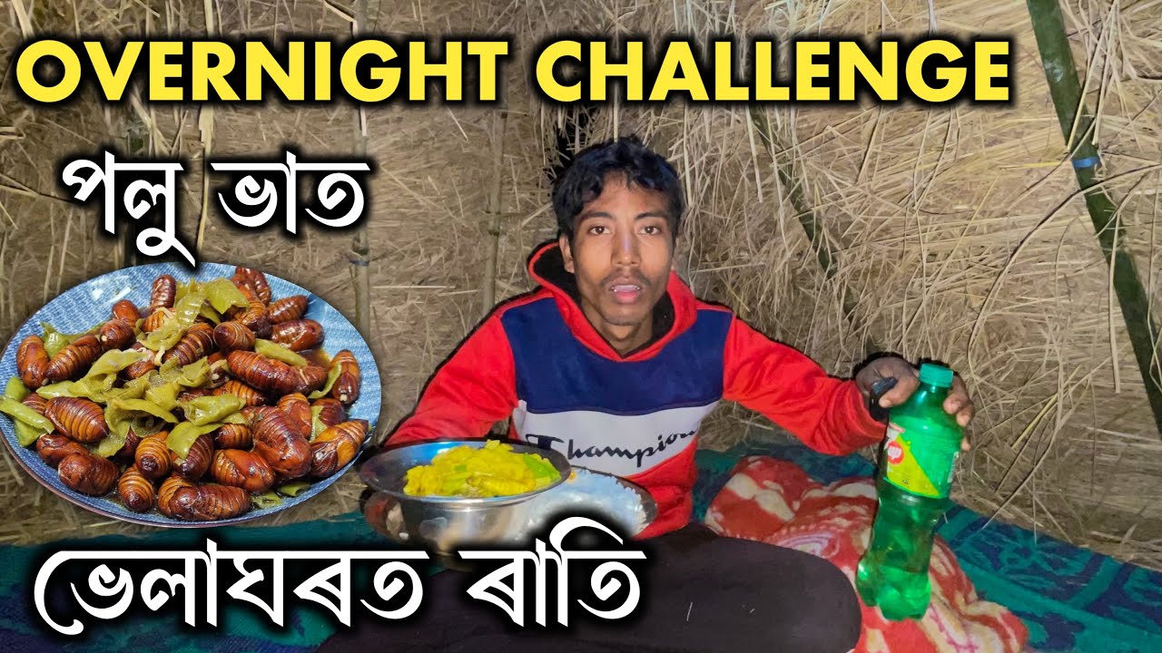 পলু ভাত ভালাঘৰত ৰাতি - Overnight Challenge 