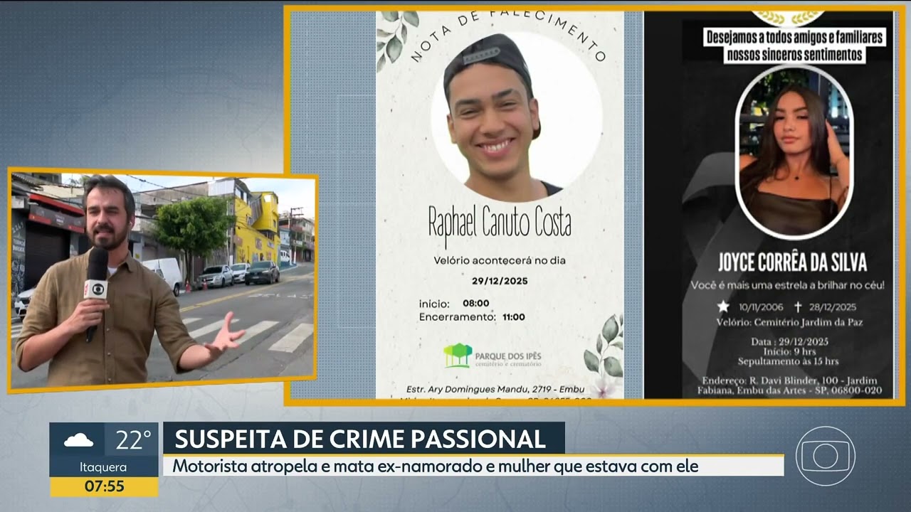 Jovem &eacute; presa ap&oacute;s perseguir, atropelar e matar namorado e amiga dele em SP