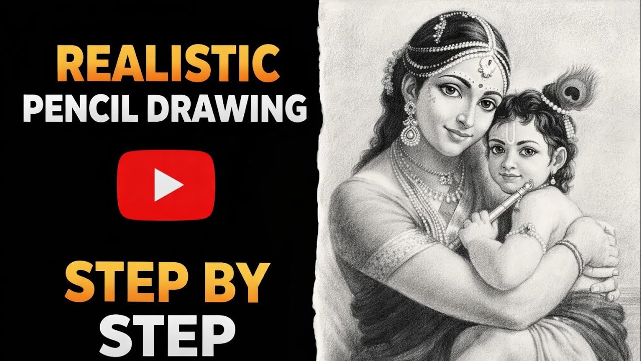 MATA YASHODA KRISHNA KI DRAWING BANAI ♥️🙏मैने यशोदा माता और कृष्ण की ड्रॉईंग बनाई