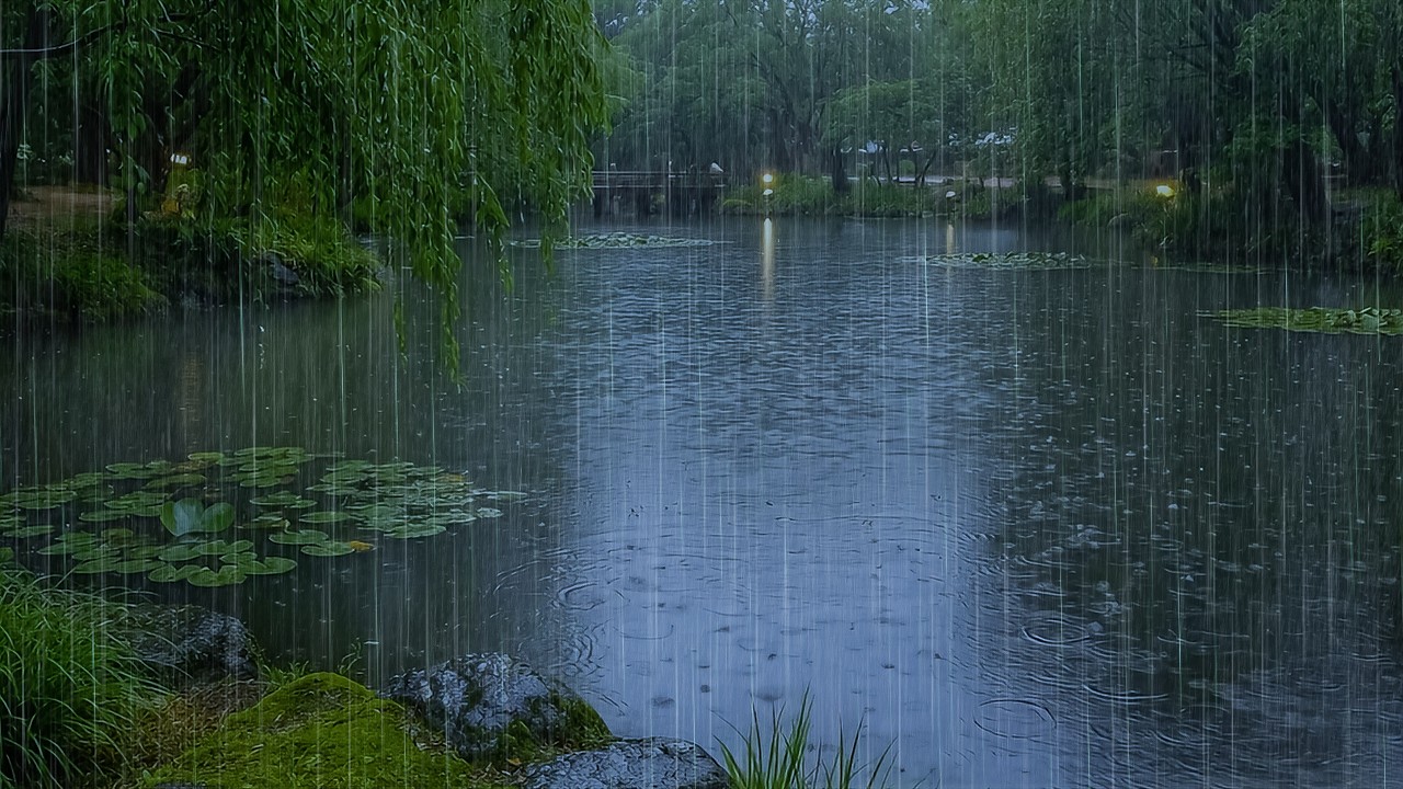 Goodbye Insomnia to Quality Sleep with Gentle Rain on Forest Lake | Rain ASMR