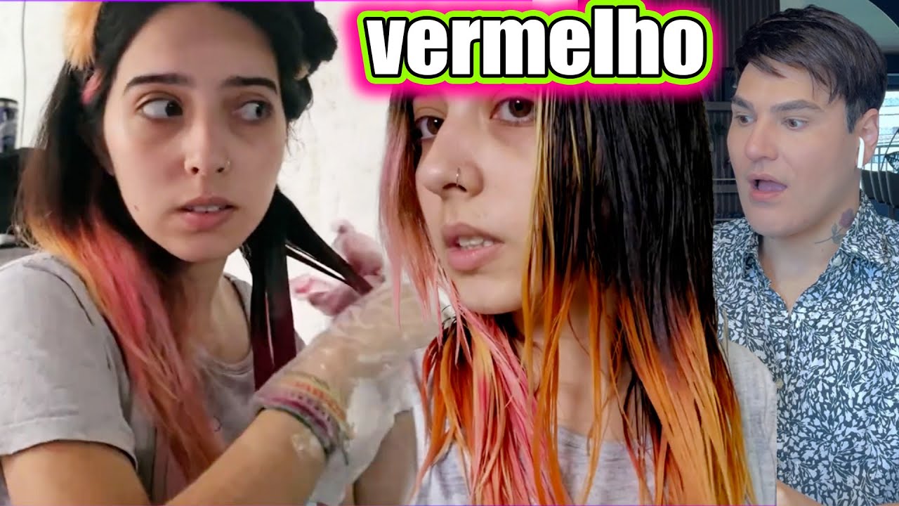 DESCOLORINDO CABELO VERMELHO COM PRETO