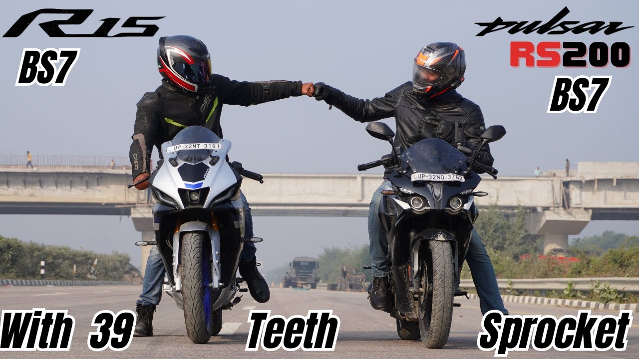Bajaj Pulsar RS200 BS7 with 39 Teeth Sprocket  vs Yamaha R15M 2024 Drag Race