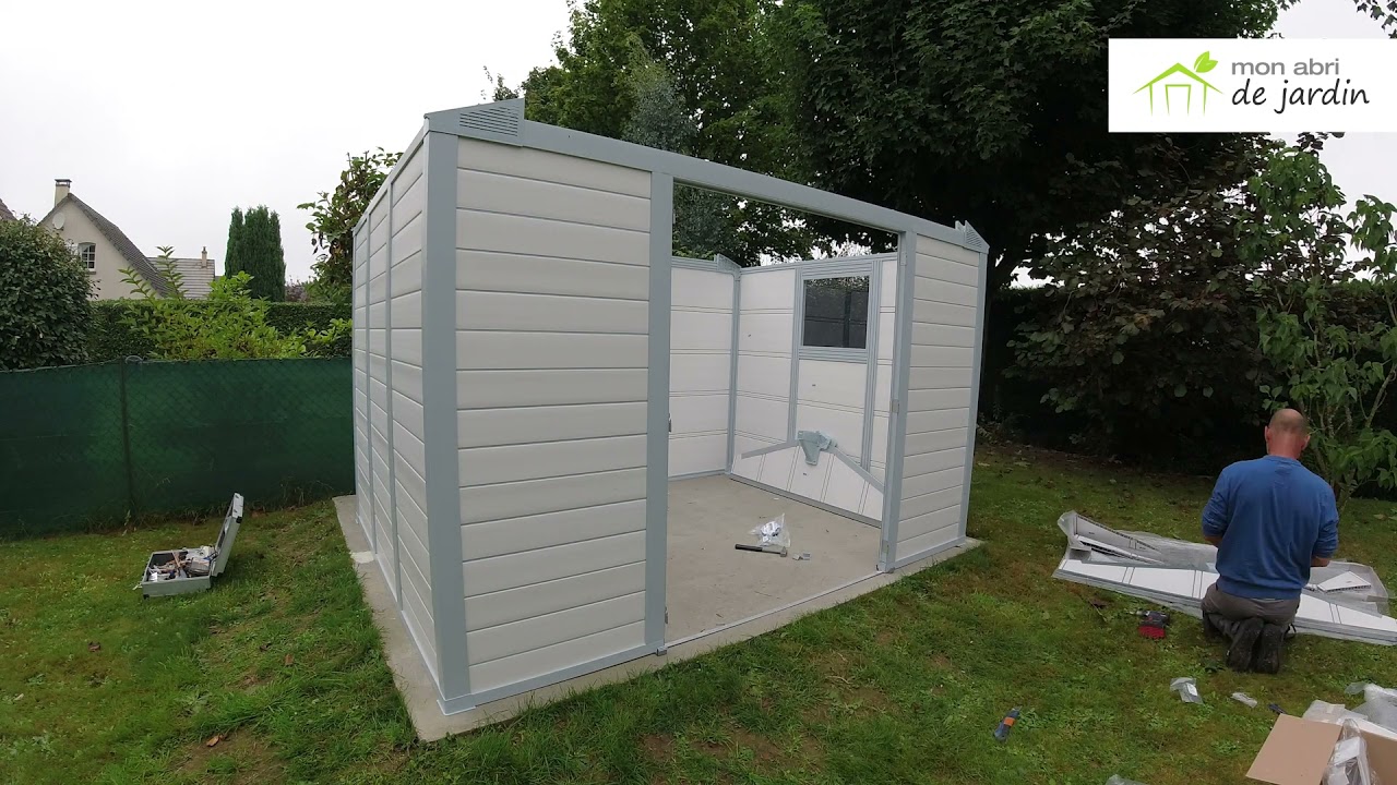 Montage de l'Abri de jardin en PVC 7,5m² DECO blanc et gris bleu Grosfillex + kit ancrage offert