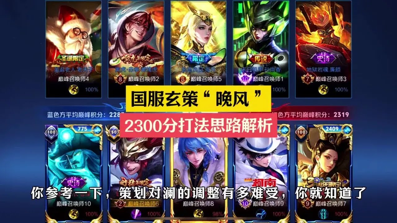 国服玄策“晚风”在巅峰2300分的打法思路。【凤煌解说王者荣耀】