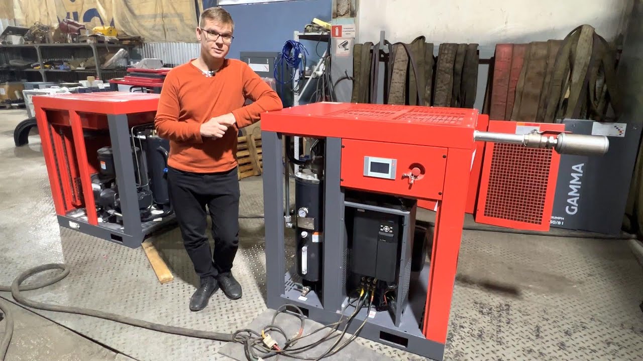 Винтовой компрессор IC GAMMA 50/8 I с частотником. Обзор и демонстрация работы