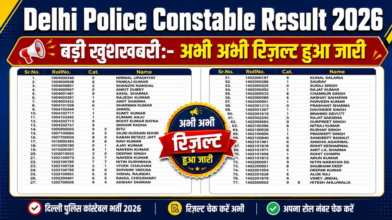 Delhi Police Constable Result 2026 OUT🔴Delhi Police Constable Result 2026 Kaise Check Kare🔴