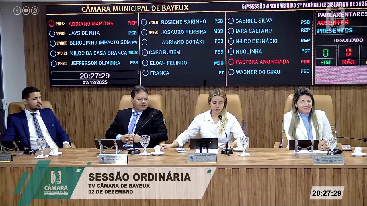 TV CÂMARA BAYEUX - SESSÃO ORDINÁRIA - 02/12/2025