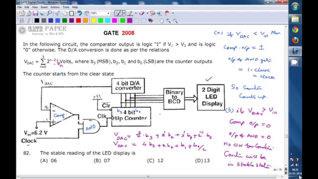 GATE 2008 ECE Analog to Digital Conversion (ADC) using counter method