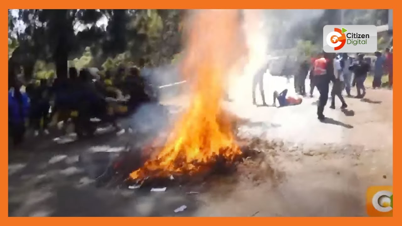 Nyeri residents block roads, light bonfires ahead public participation on Gachagua impeachment