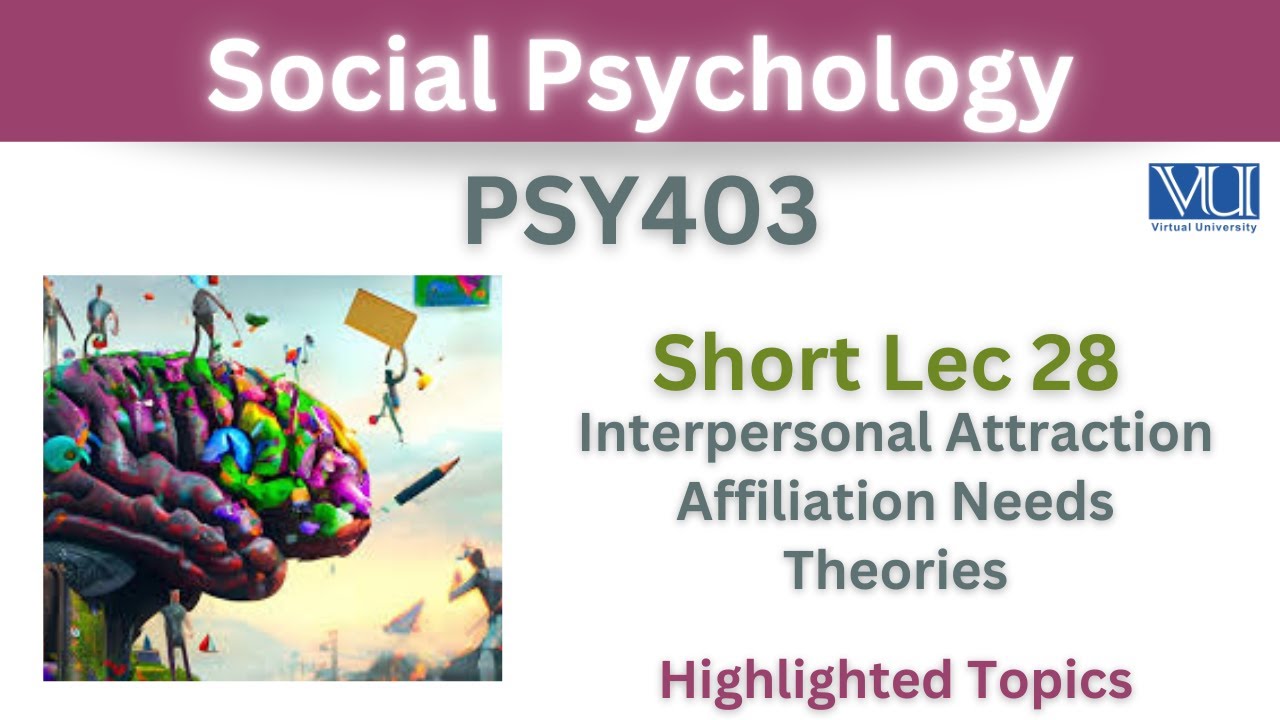 PSY403 Short Lecture 28_Interpersonal Attraction_Affiliation Needs_Psy403 short lec 28_Final Term