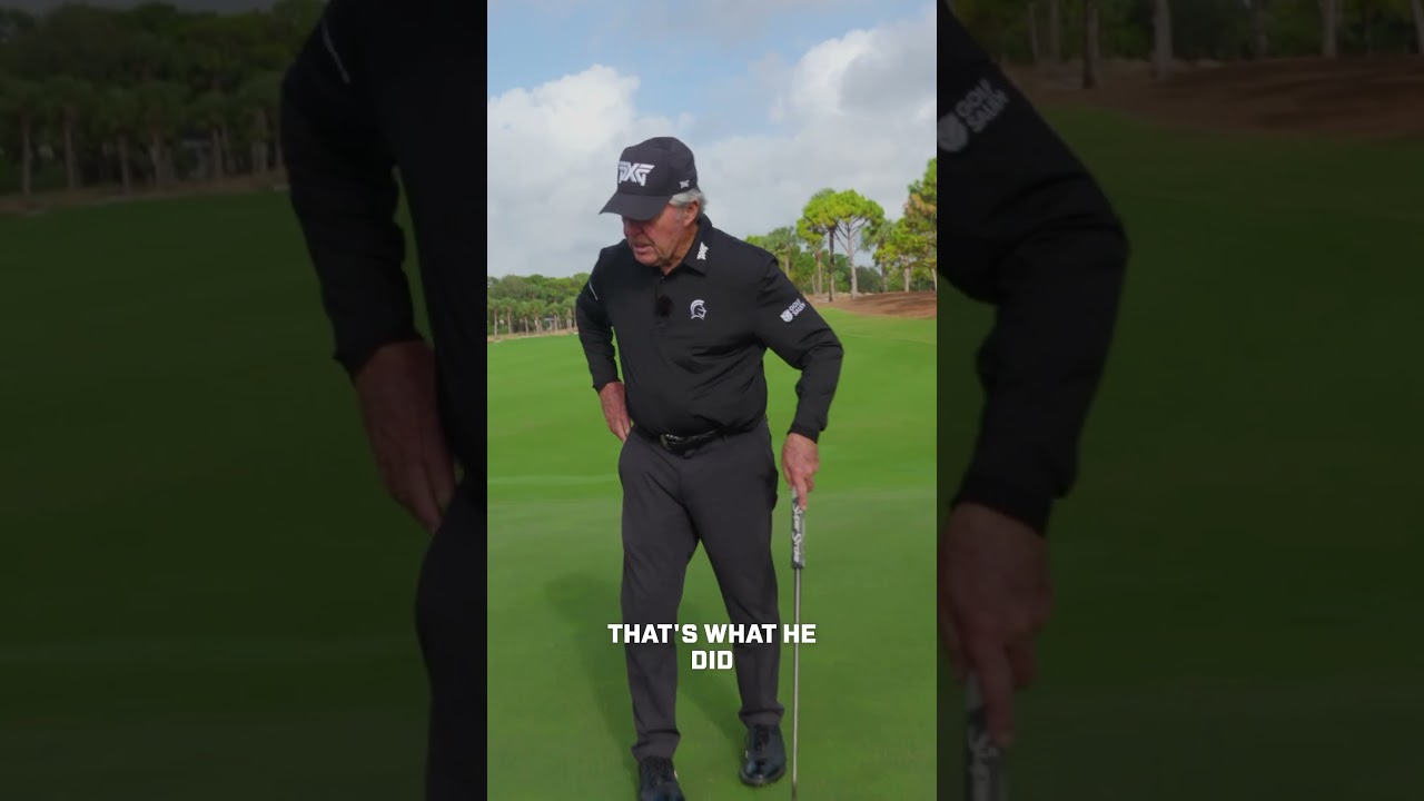 Gary Player takes a divot with his putter&hellip;
