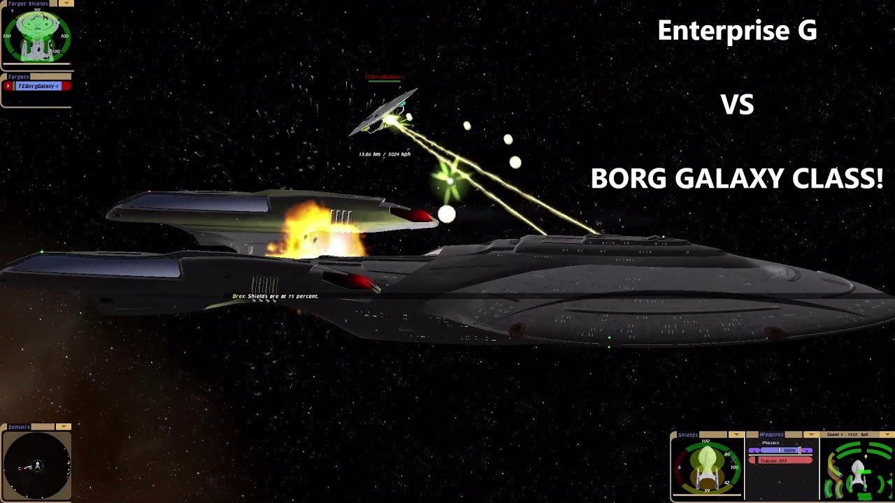 Enterprise G VS Borg Galaxy Class | Both Sides | Star Trek Bridge Commander Battle |