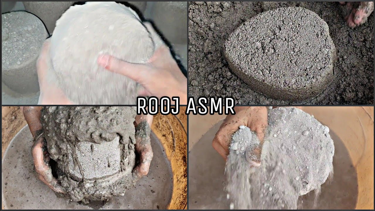 ASMR ♡ Favorite Handmade Stoney Sand Cement Texture🤤 Dry/Water/Dip Crumbles🖤 Yummy Pasteplay🤍