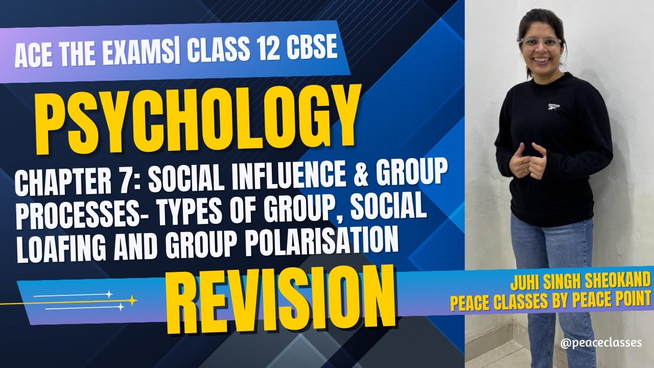 Class 12 Psychology Ch 7 Revision | Social Influence & Group Processes | CBSE Boards | Peace Classes
