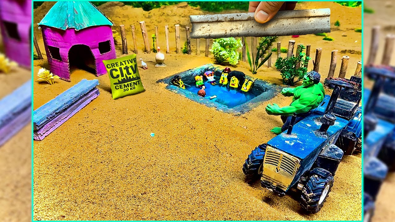 Kids Destroy Old Swimming Pool | Hulk Builds Mini Village Pool | Creative DIY Cement Project 2025