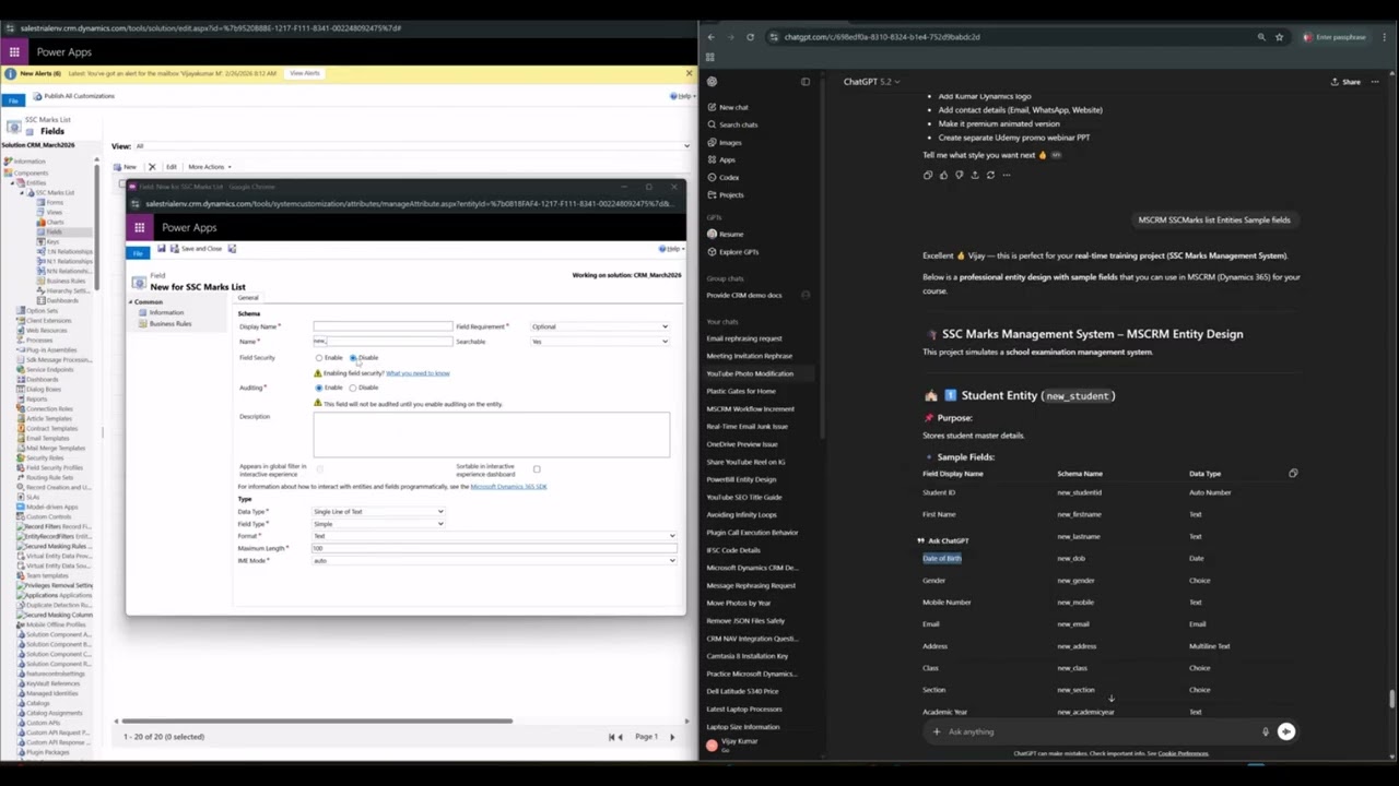 Microsoft Dynamics 365 CRM Training – Day 1 | Create Solution, Entity, Fields, Forms & Views