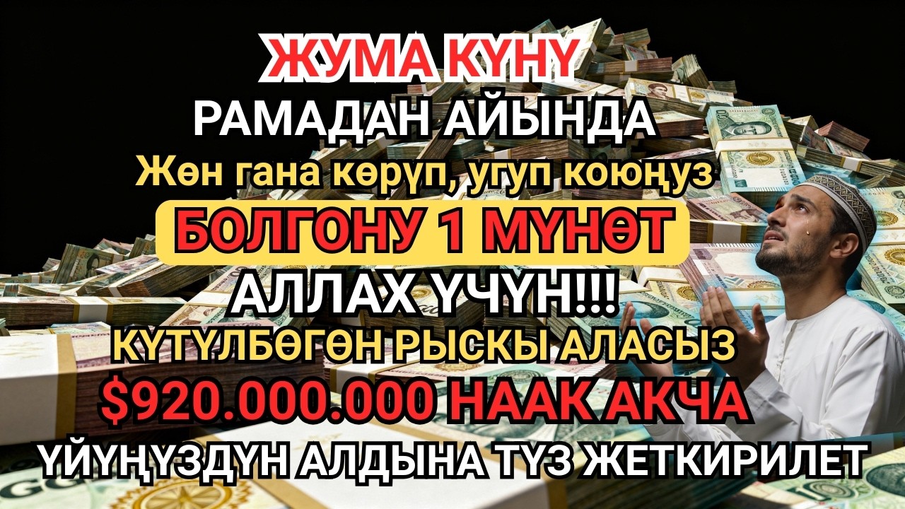 60 СЕКУНД БӨЛҮҢҮЗ! Ырыскы ачкан эң күчтүү зикир — Асман эшиги ачылып, береке түшөт