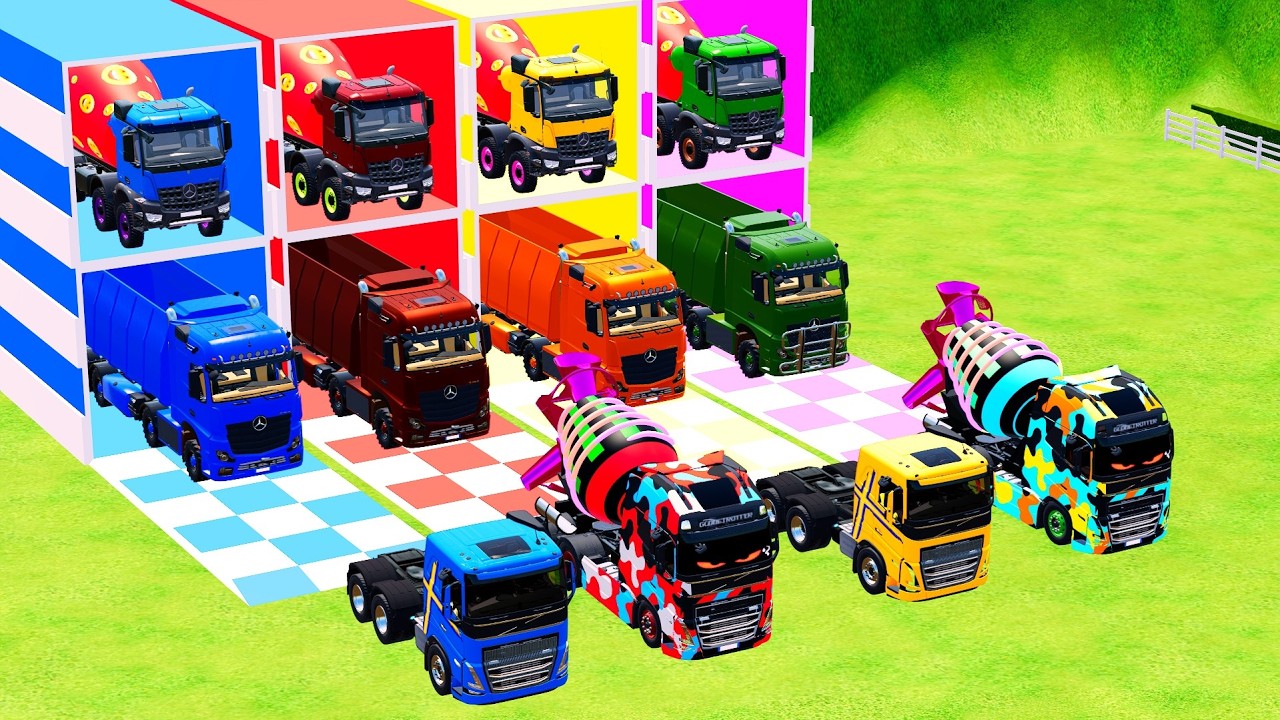 TRANSPORTING Double Colors Mini Zetor TRACTORS to TRUCKS  with Colors ! Farming Simulator 22 #1