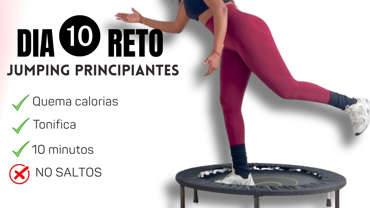 DÍA 10 RETO | Jumping en casa con mini trampolín | Principiantes | Quema calorías en 10 minutos
