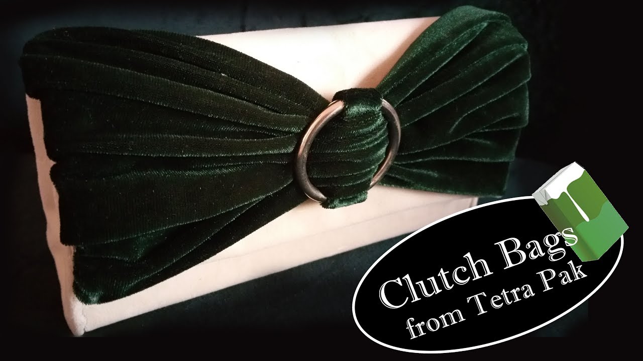 DIY Cardboard PURSE BAG CLUTCH NO SEW TUTORIAL / Fashion Bag / from tetra pak