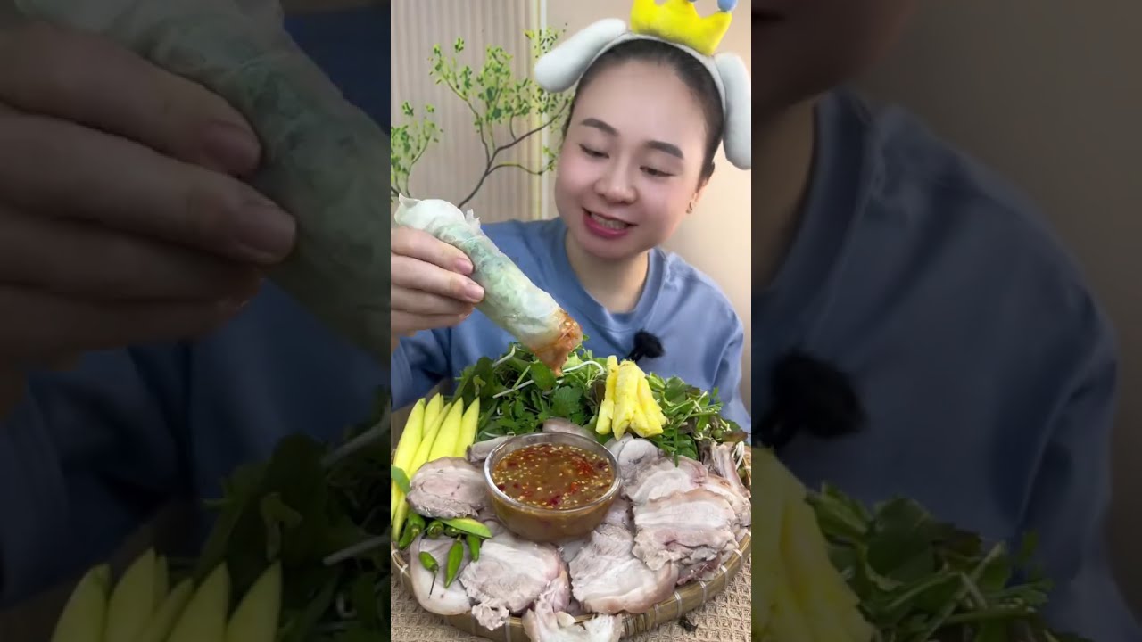 Mời mọi người Mukbang Thịt Ba Chỉ Cuốn Bánh Tráng Chấm Mắm Nem Bê Non Hấp Chấm Mắm Nem,Bò Nhúng Giấm
