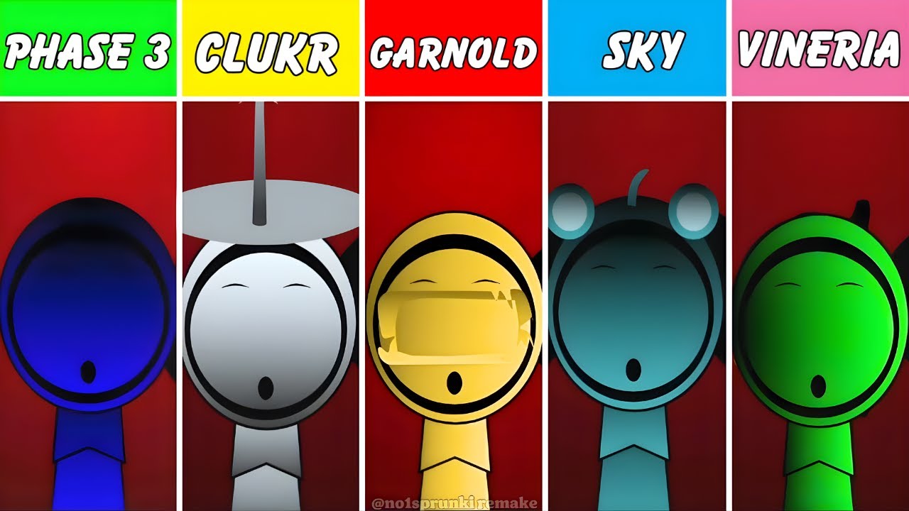 Phase 3 But Everyone Is CLUKR Vs GARNOLD Vs SKY Vs VINERIA (Best Mod) In Incredibox Sprunki