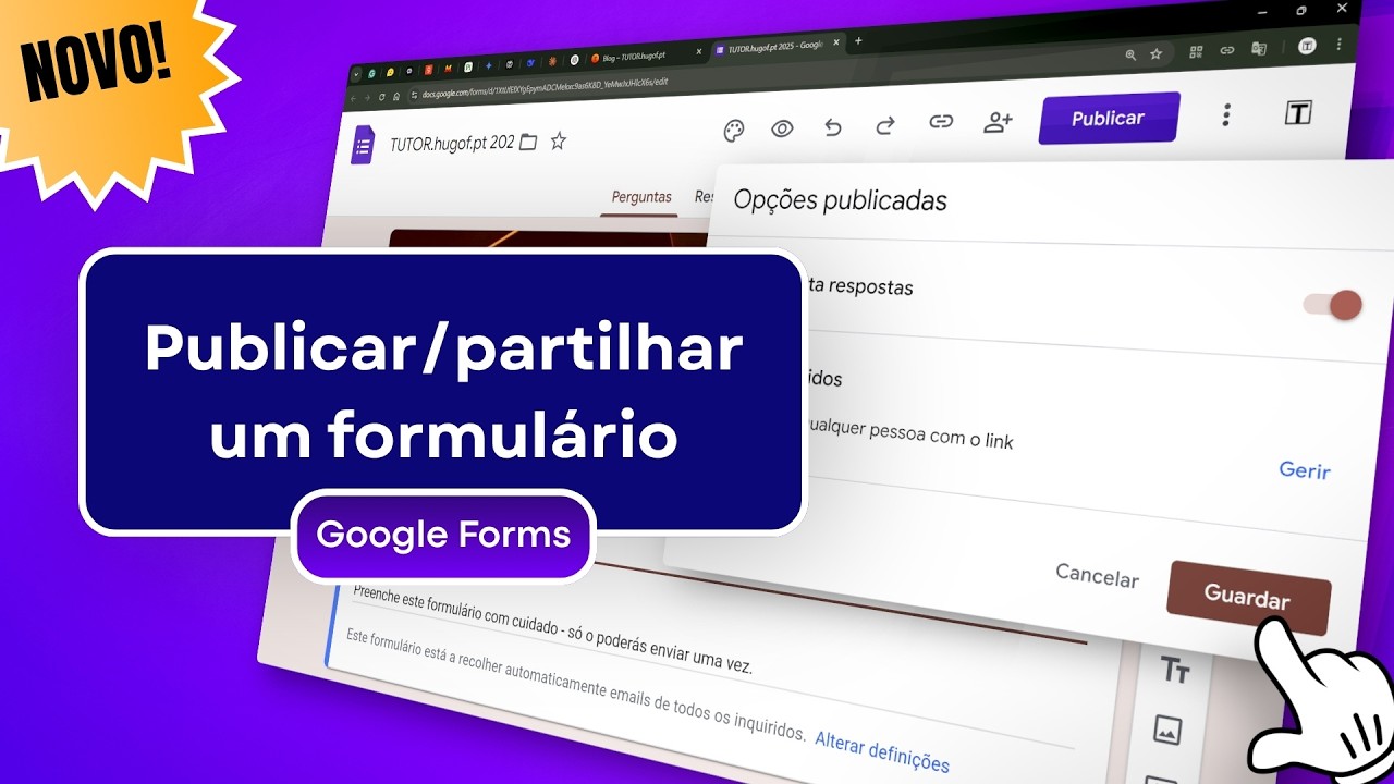 Enviar ou partilhar um formulário, no Google Forms (versão 2025)