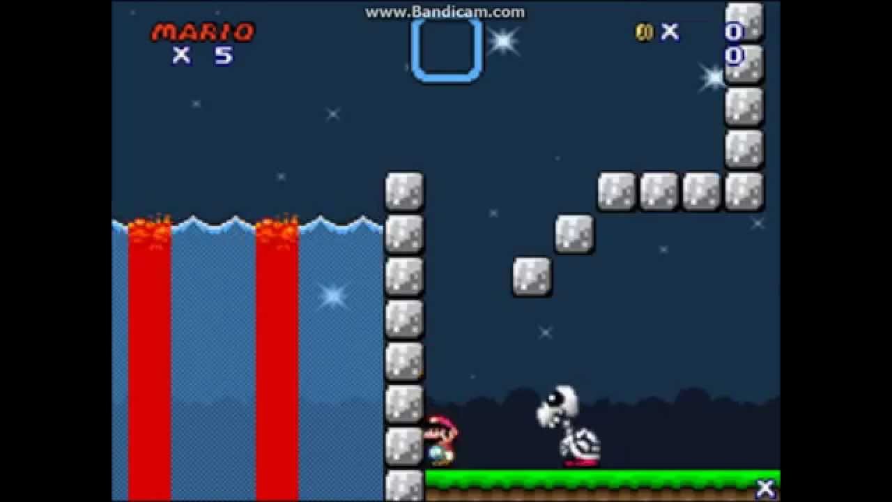 Super Mario Flash 2 Custom Level: Nighttime Lava, Water, and Dry Bones