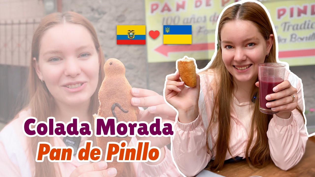 Ucraniana Probando COLADA MORADA de Ecuador 🥰 Guagua de Pan y Pan de Pinllo en Ambato