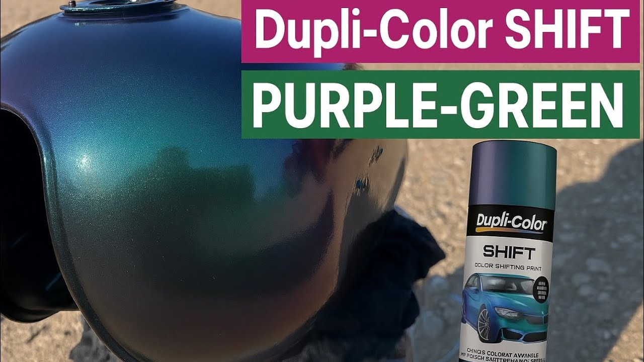 Dupli-Color SHIFT purple-green on a motorcycle tank