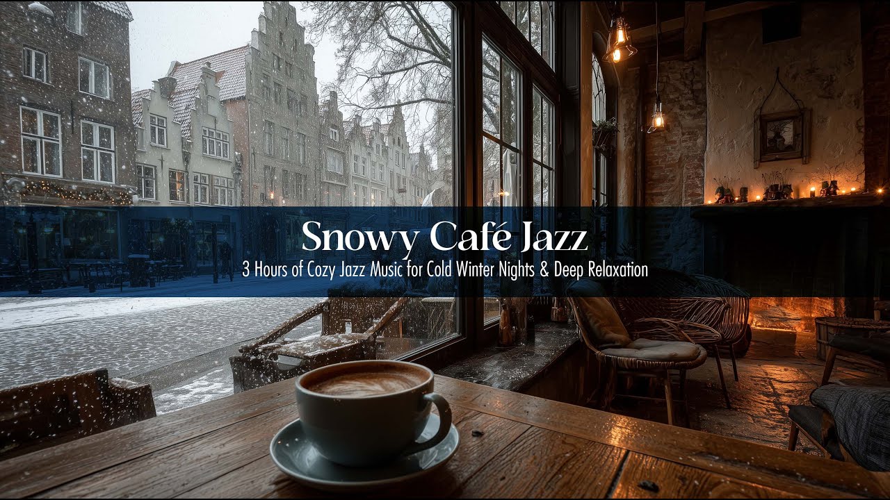 Soft Winter Jazz 🎷 POV Inside the Room | Snowy Cafe Coffee Scene
