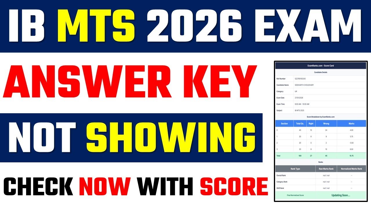 IB MTS 2026 Answer Key Check Kaise Kare||IB MTS 2025 Answer Key Option Not Showing||IB MTS 2026 Exam
