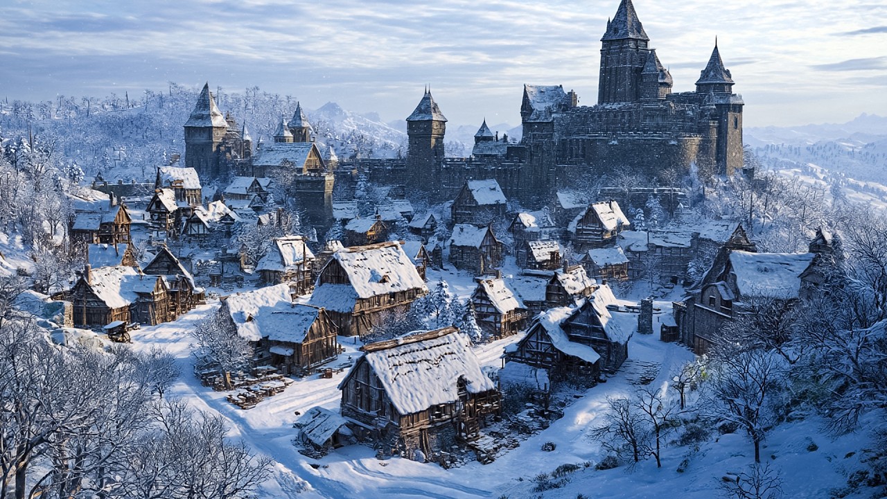 Soft Snow and Silent Trees in Medieval Villages | Celtic Music for Relaxation and Sleep