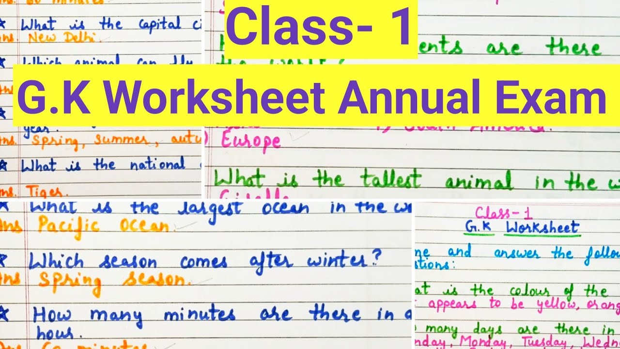 Class 1 Gk Annual Exam Question Paper 2024-25|Class 1 Exam Paper Gk Final Exam