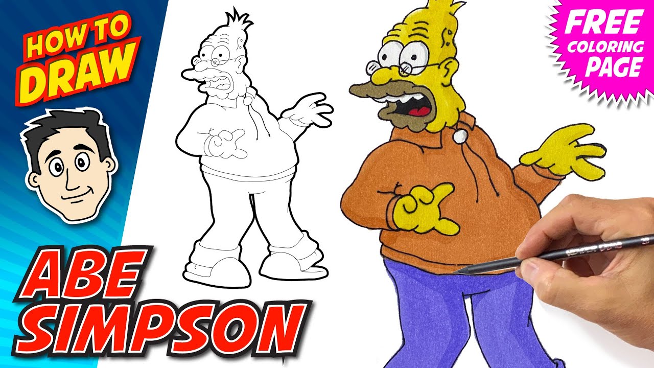How to Draw ABE Simpson | Easy Beginner Steps | The Simpsons