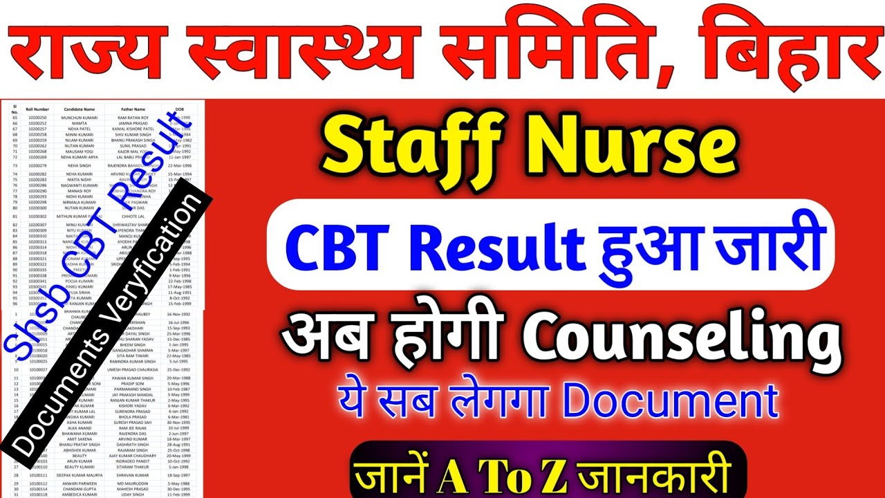 shsb result 2021 staff nurse | bihar staff nurse result 2021 | Shsb CBT Exam Result 2021