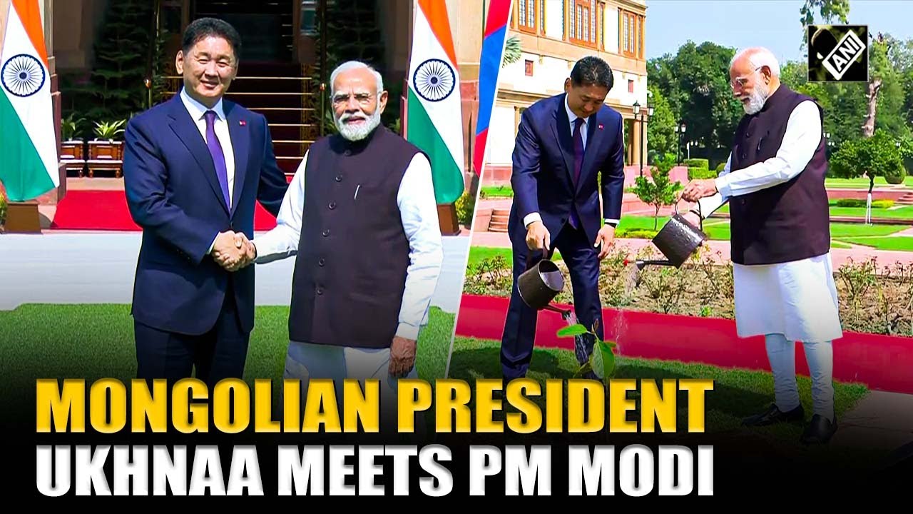 Mongolian President Khurelsukh Ukhnaa meets PM Narendra Modi at Hyderabad House