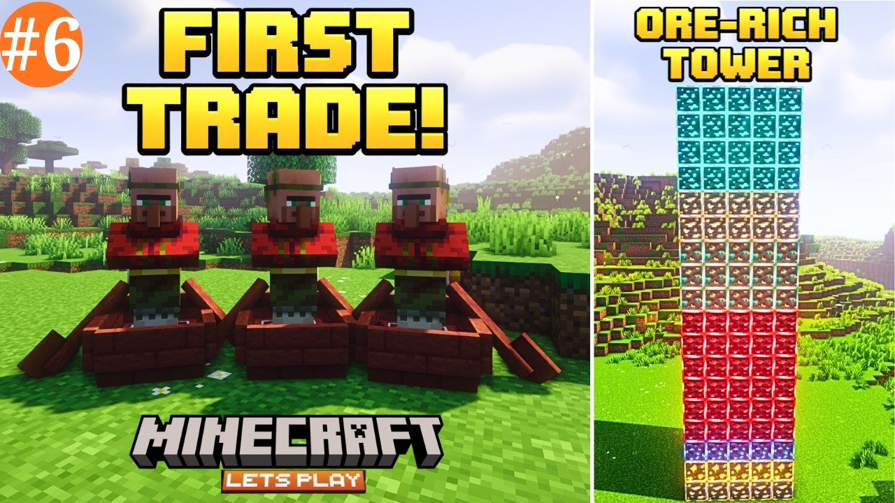 FIRST VILLAGER TRADE + ORE-RICH TOWER! 🔥 | Minecraft Survival #6  In Telugu  | Happyro Gamer
