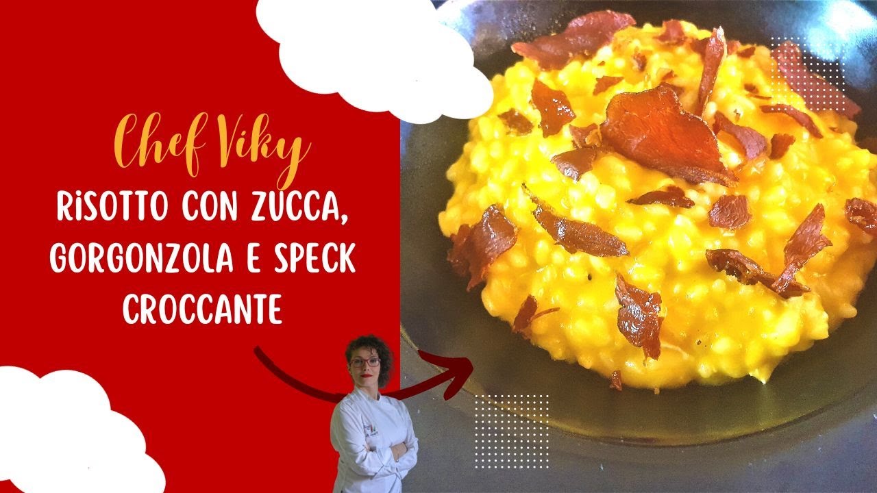 Risotto con zucca, gorgonzola e speck croccante
