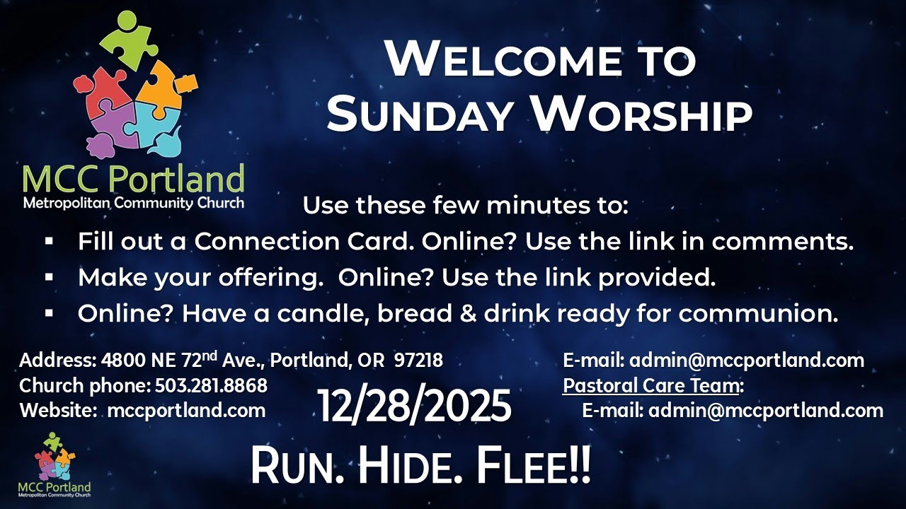 Run. Hide. Flee!! (Jody Beal) – MCC Portland Worship 12/28/2025