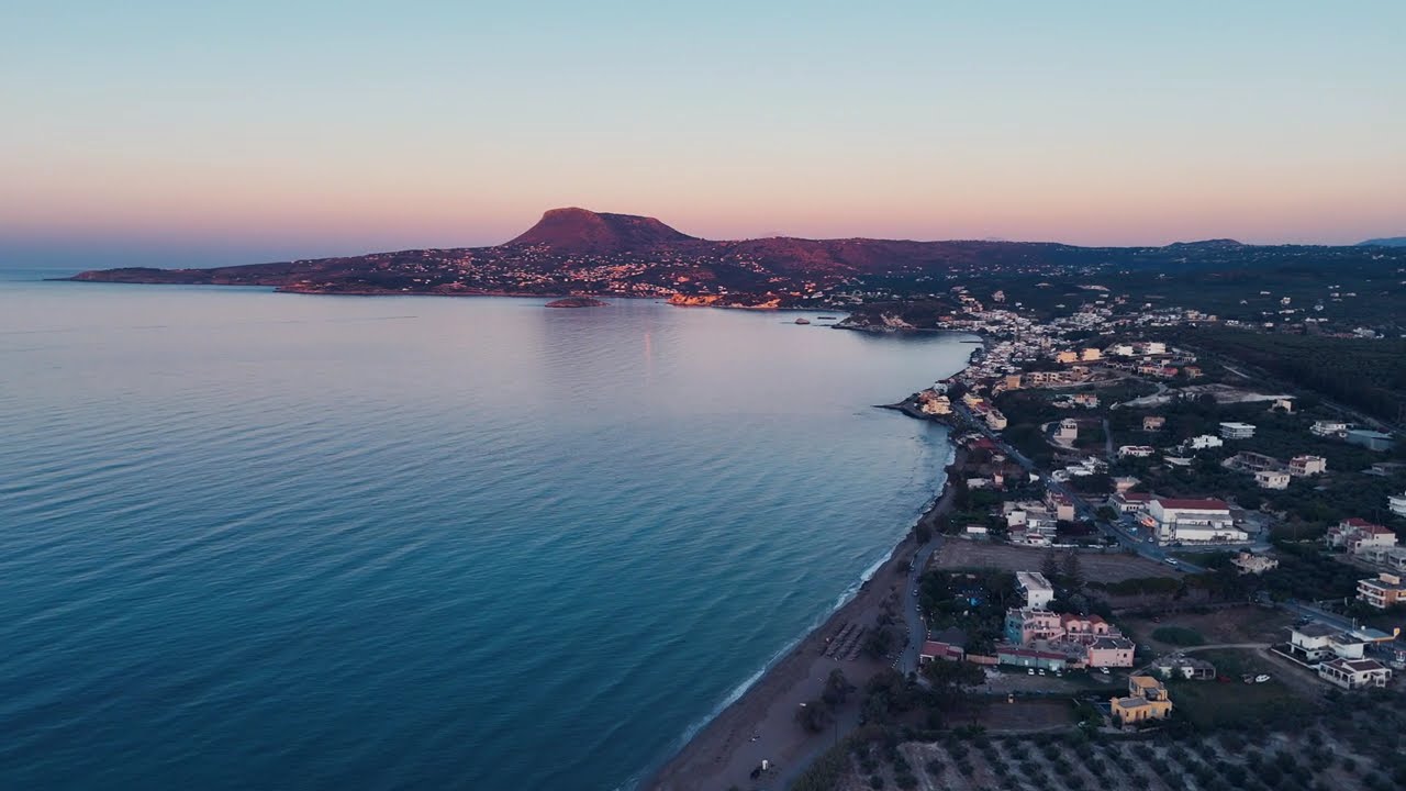 4K Slow Aerial Journey Over Kalyves – Beach, Blue Wave & Village from 120m | Fly With Me #crete 