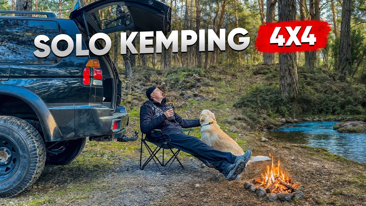 Samotny kemping 4x4, rzeka i ognisko w pełnej ciszy