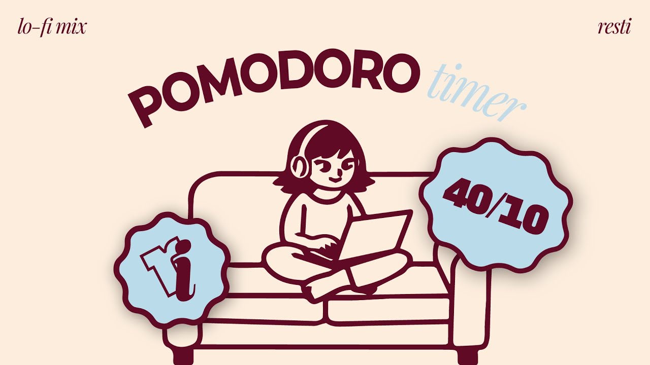 gentle lofi pomodoro timer for long study sessions (40/10)