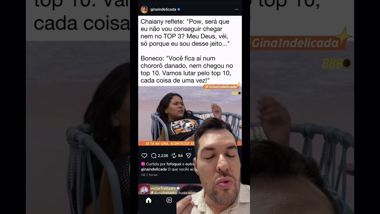 Chaiany est&aacute; com medo de n&atilde;o chegar no top 3 do #bbb26