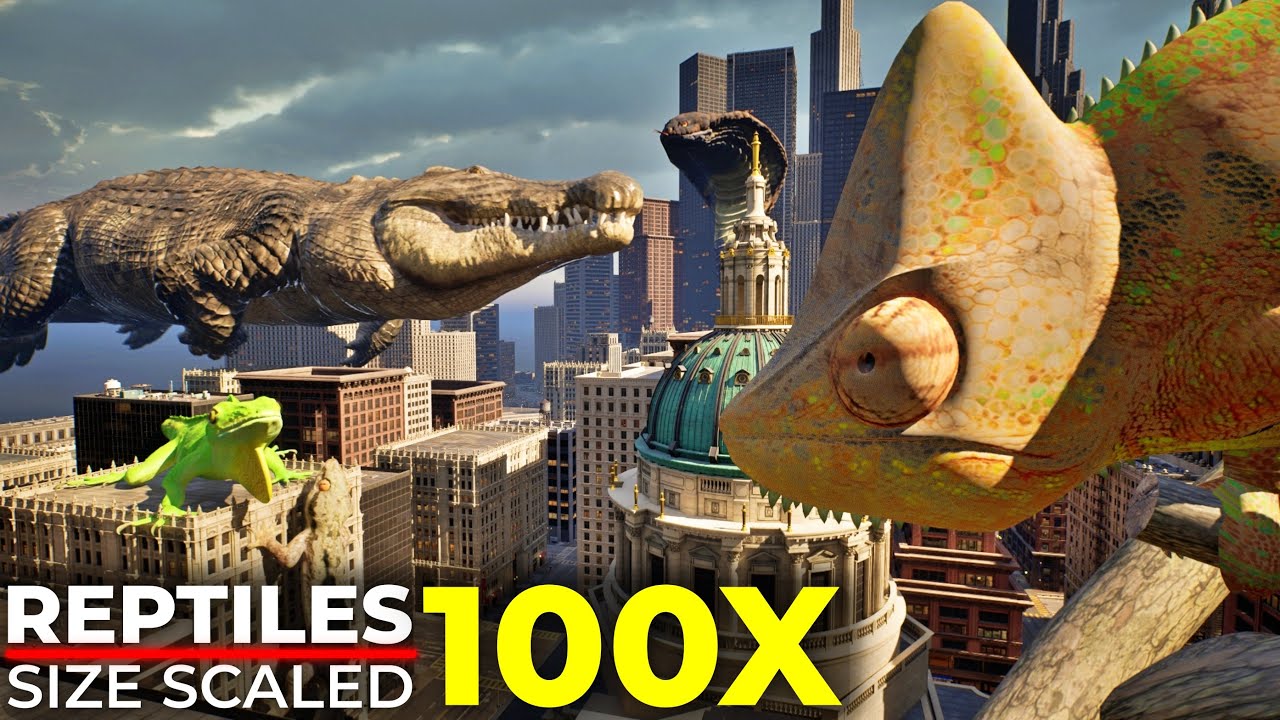 What If Reptiles Grew 100 Times Bigger? | Reptiles in Modern Cities | Imaginary Size Comparison