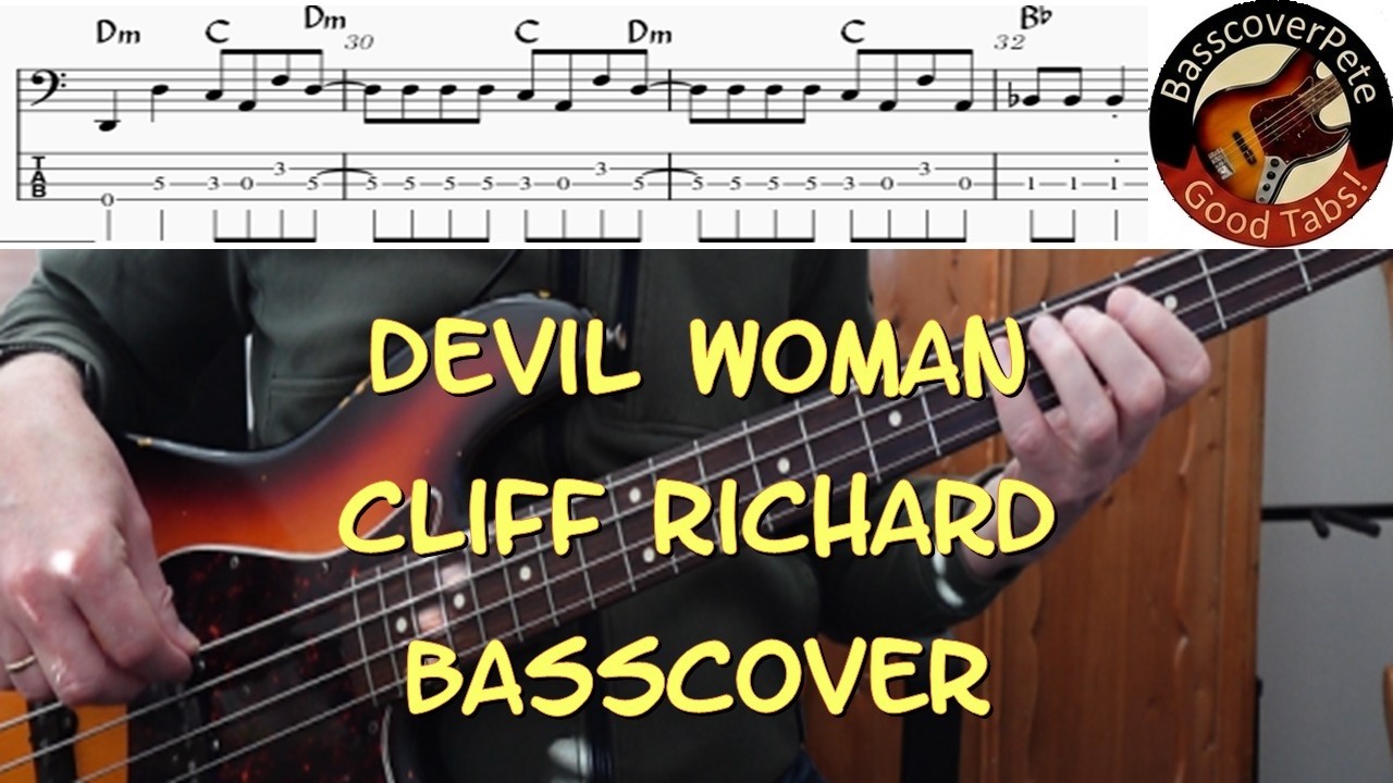 Cliff Richard Devil Woman. Bass Cover Tabs Score Chords Transcription