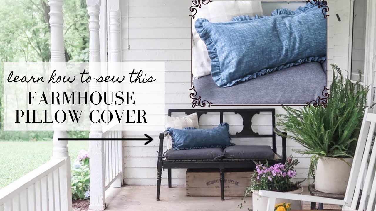 DIY Farmhouse Throw Pillows | Ruffle Linen cover sewing tutorial