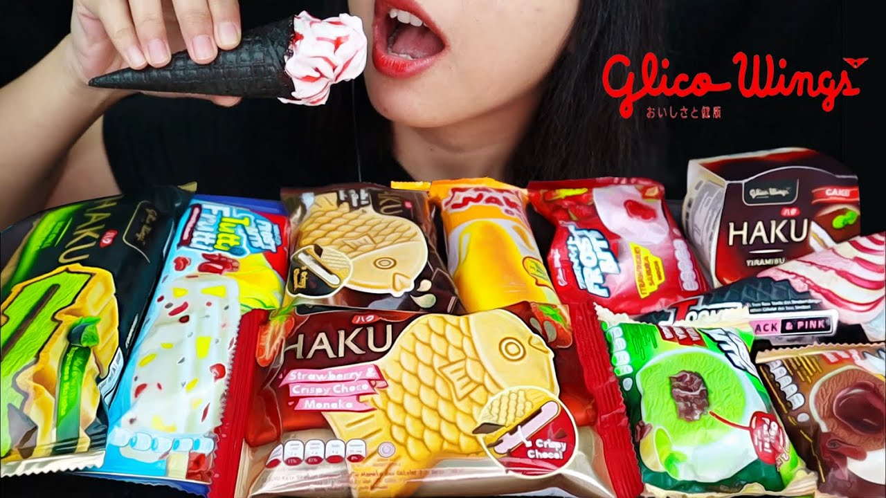 ASMR ICE CREAM GLICO WINGS 🍦 JCONE BLACK PINK, HAKU MATCHA MONAKA, FROSTBITE MOCHI, HAKU TIRAMISU 🍦