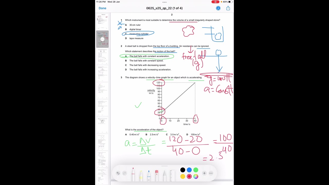 IGCSE Physics Past Paper2 Multiple Choice(Extended)0625/22-May/June2025-CIE-Solutions of Q 1-6.   