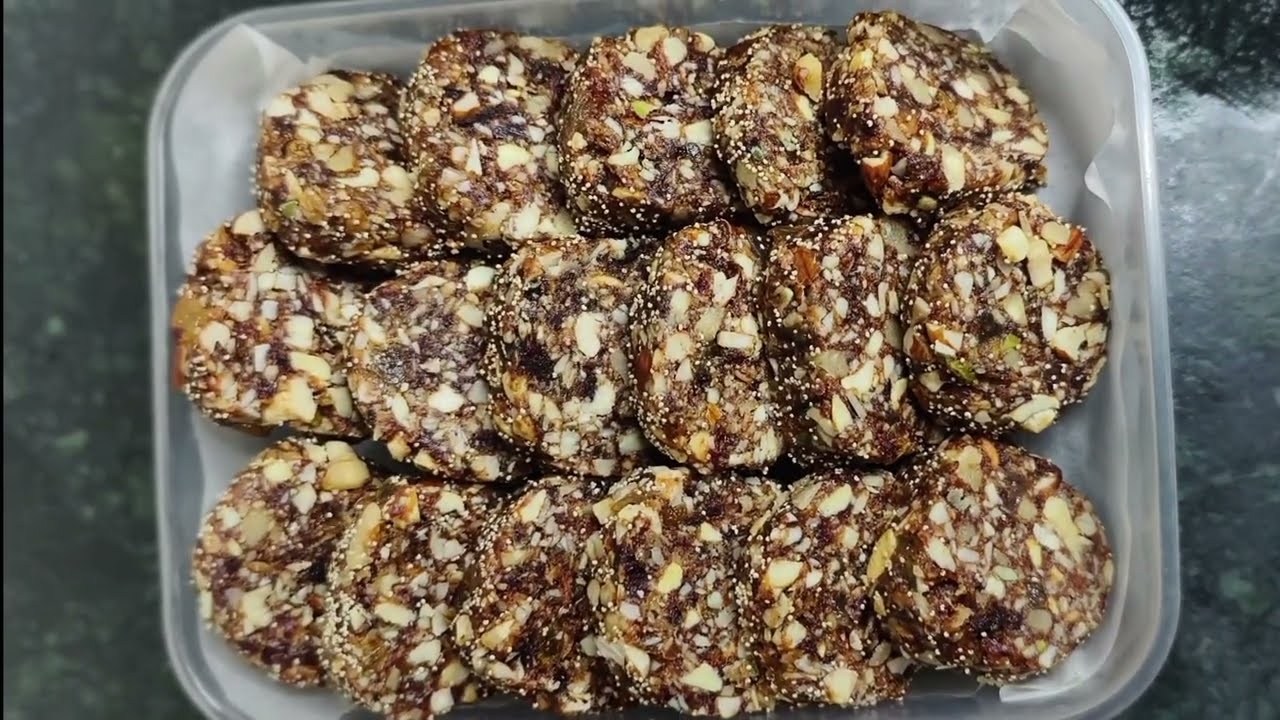 Sugar-Free Khajoor Dry Fruit Roll | Healthy Dates & Nuts Barfi Recipe